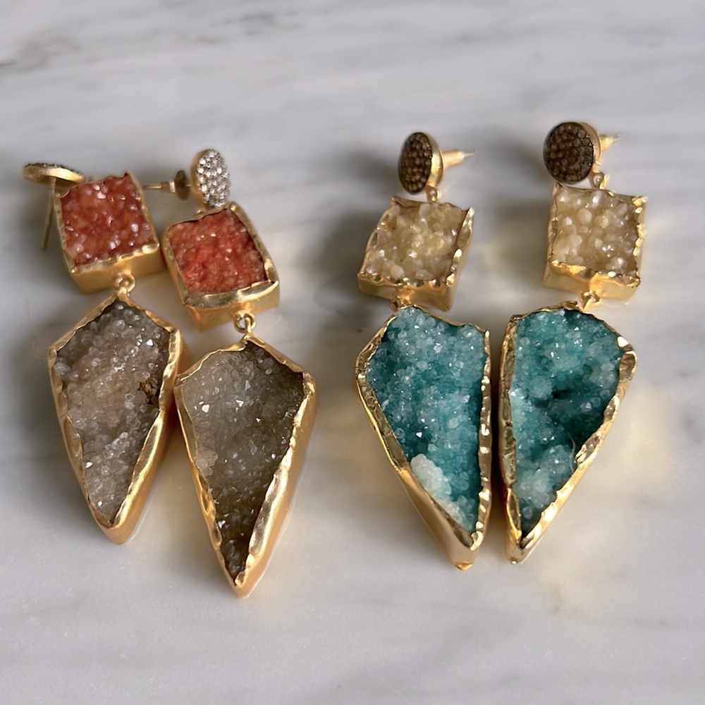 Geode & Crystal Earring Pair - Picture 1 of 5
